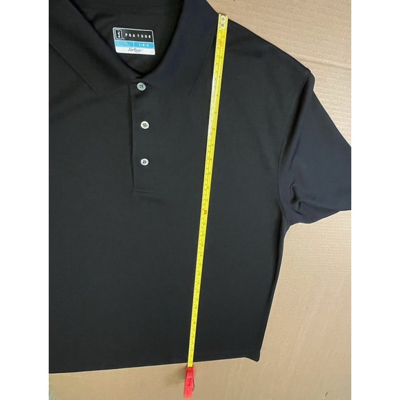 PGA Tour Men's Large Solid Black Long Sleeve Polyester Polo - Picture 8 of 10
